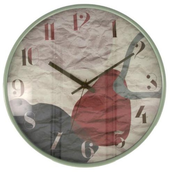 PRIX FOUS Horloge murale aspect papier en métal vert 30cm