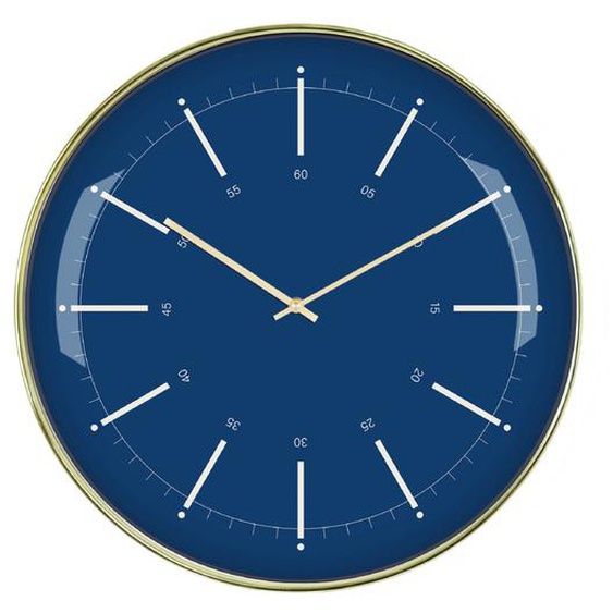 PRIX FOUS Horloge murale bleu verre bombé d30cm