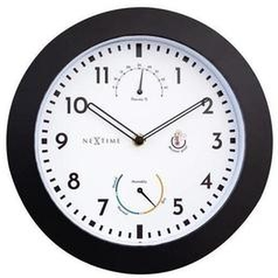 Horloge murale « Daisy » 25,5 cm, noire, avec station météo