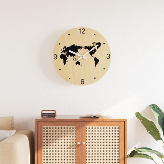 Horloge murale jaune et noir Ø30 cm bois dingénierie