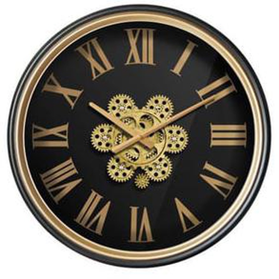 Horloge noire et dorée à mécanismes 50cm