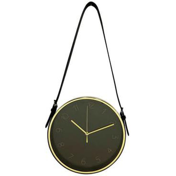 Horloge ronde à lanière noir doré 30,5x30,5cm