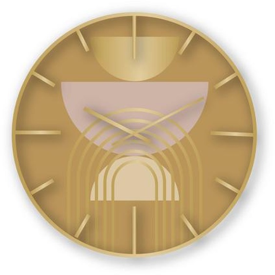 Horloge Ronde En Métal Doré -