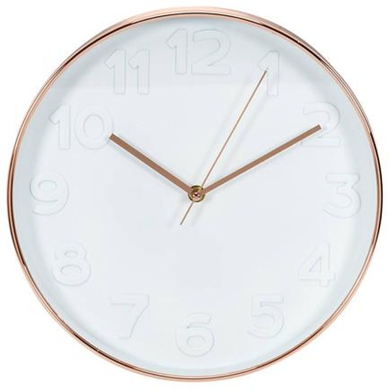 Horloge ronde, métal cuivré -