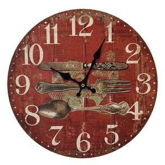 Horloge vintage couverts rouge 34cm
