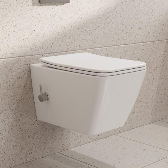 HOROW douche toilette suspendue - Taharet WC sans bride suspendu avec fonction bidet - eau froide/chaude