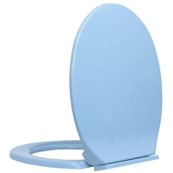 HOT Garden6383 Siège de toilette à fermeture Abattant WC Siège WC Rehausseur WC en douceur, Bleu Ovale Discount