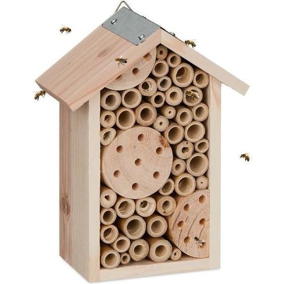 Hôtel à abeilles avec tubes en bambou