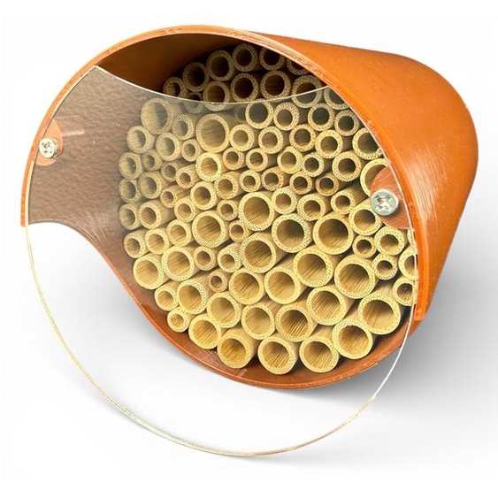 Hôtel à insectes avec 100 tubes en bambou pour nidification, dune profondeur de 150 mm, de couleur marron