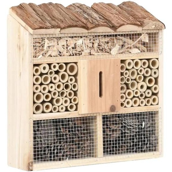 Hôtel à insectes, construction en bois de sapin, design écologique, couleur vert armée