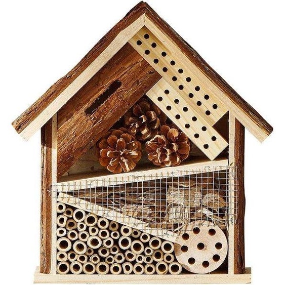 Hôtel à insectes en bois de chêne, env. 30 x 28 x 95 cm, marron
