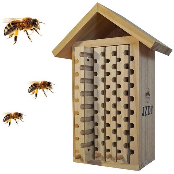 Hôtel à insectes en bois de pin, conçu pour les abeilles maçonnes et les abeilles coupeuses de feuilles