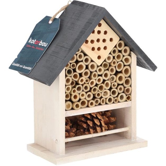 Hôtel à insectes en bois, dimensions 80x150x200 mm, blanc/gris, à suspendre