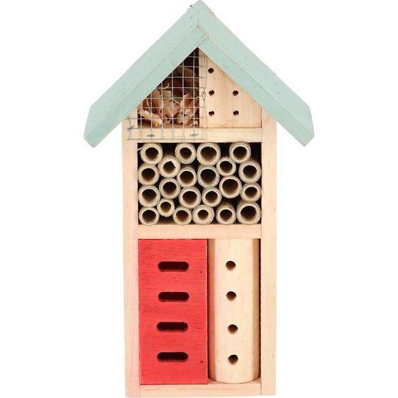 Hôtel à insectes en bois Esschert Design 9X15X26 cm naturel/vert menthe/rouge