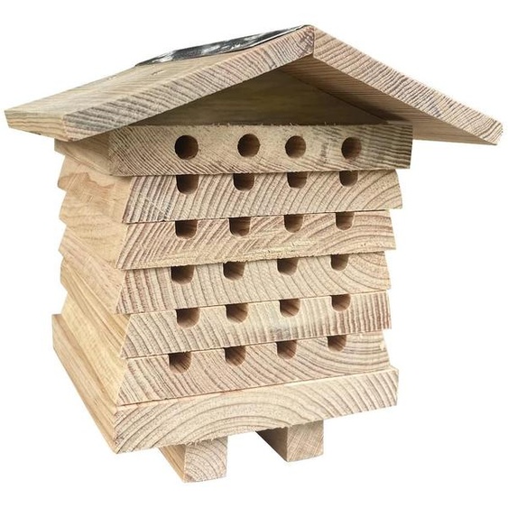 Hôtel à insectes en bois et en acier inoxydable, dimensions : 17 x 18 x 19 cm