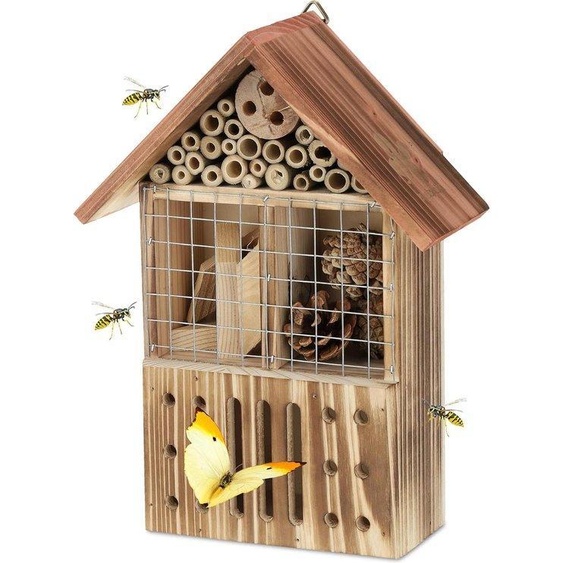 Hôtel à insectes en bois pour balcon - Maison à papillons - 29 x 215 x 95 cm - Coloré