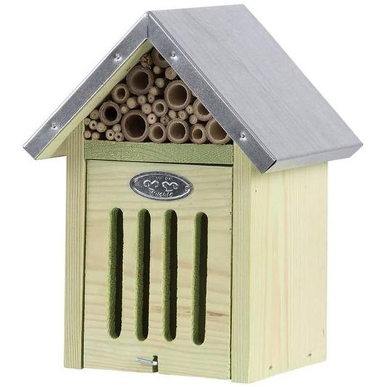 Hôtel à insectes en bois pour les abeilles et papillons - Beige - H 23,7 cm