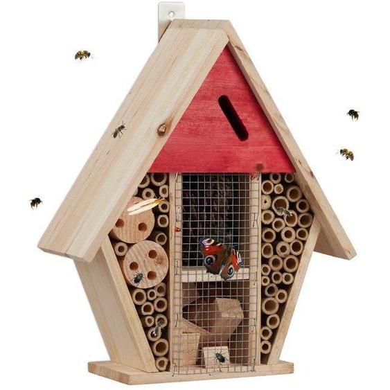 Hôtel à insectes pour abeilles sauvages et papillons - Hôtel à abeilles pour jardin ou balcon - Pierre naturelle 30 x 25 x 11 cm