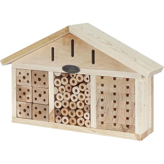 Hôtel à insectes Quinta - env. 39 x 26 x 9 cm - Bois de pin/métal naturel