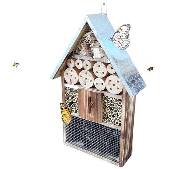 Hôtel à insectes relaxdays avec toit métallique