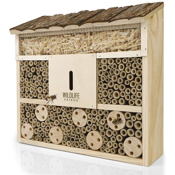 Hôtel à insectes « Wildlife Friend I » - 29,5 x 28 x 10 cm - Maison en bois massif non traité pour abeilles, coccinelles et chrysopes - Maison suspendue pour insectes et aide à la nidification