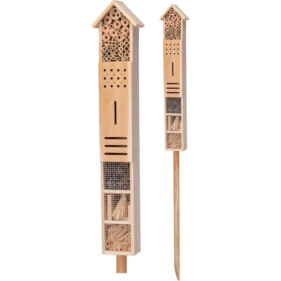 Hôtel à insectes XXL avec piquet - 79 x 15 cm - Maison à insectes à poser - Papillon Abeille Maison Hôtel Aide à la nidification Jardin