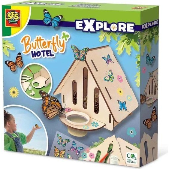 Hôtel à Papillons SES Creative, Kit de Construction en Bois, Activité Nature Éducative, STEM, 6+ Ans