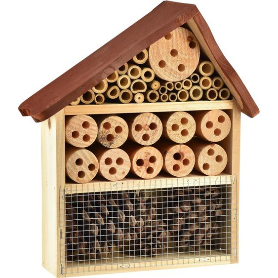 Hôtel pour insectes en bois brun 25x8,5x32cm Aide à la nidification des abeilles Coccinelle Protection FSC