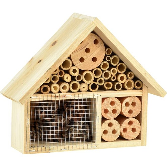 Hôtel pour insectes en bois Nature Maison pour insectes Sapin H21cm Hôtel pour abeilles sauvages Certifié FSC