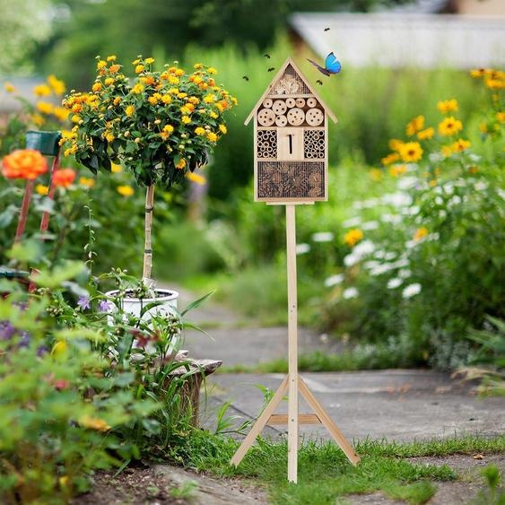 Hôtel pour insectes sur nid standard - Hôtel de jardin pour abeilles sauvages en bois - 140x47x47cm nature