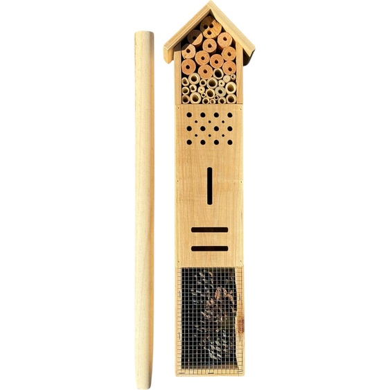 Hôtel pour insectes XL sur tige en bois 60/120 x 15 x 10 cm