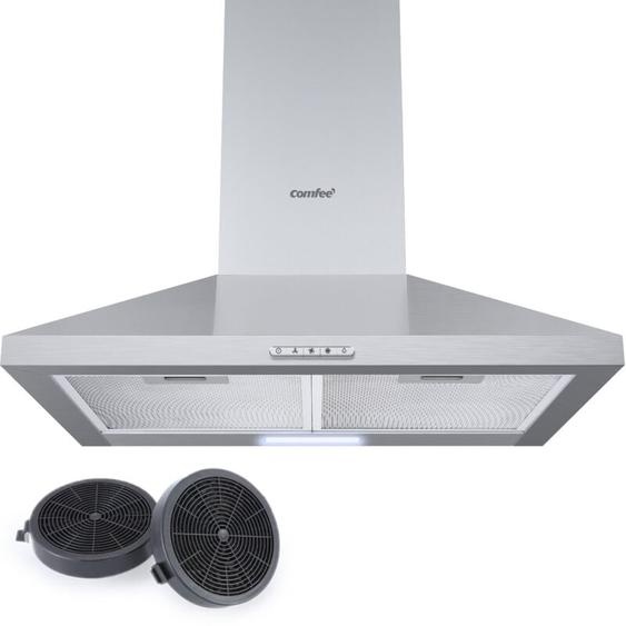 Hotte Aspirante Hotte De Cuisine 60cm-3 Vitesse- 2 Filtres à Charbon- Recyclage ou Evacuation-LED lampe-En Inox - Comfee
