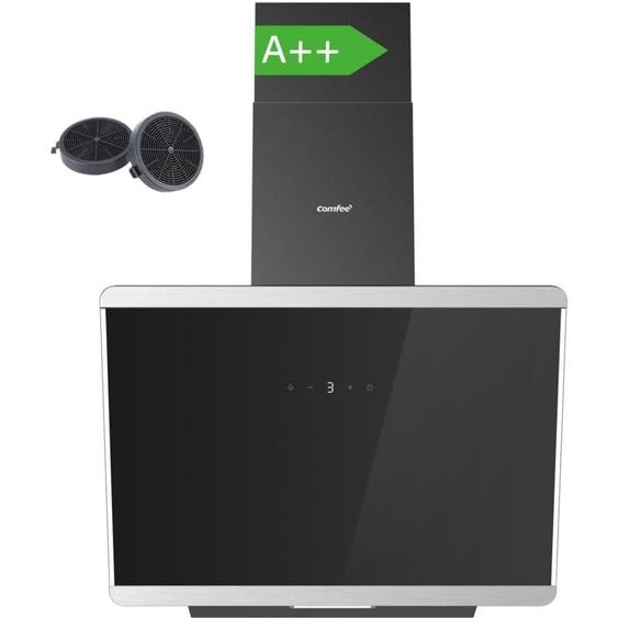 Hotte Aspirante Inclinée 60cm Comfee 380m³/h - Classe a+ - Commandes Sensitive - 3 Vitesses - 2 Filtres à Charbon -Verre Noir