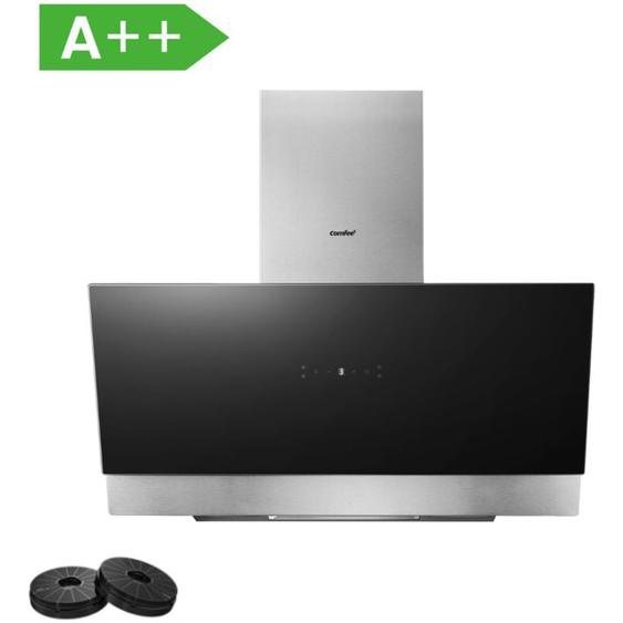 Hotte Aspirante Inclinée 90cm 800m³/h Classe a++, 4 Vitesses, bldc Moteur, Evacuation & Recyclage, Commandes Gestuelles, Verre Noir - Comfee