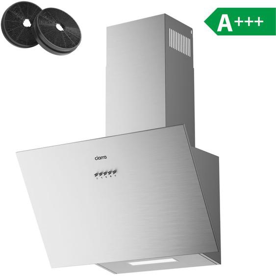 Hotte Aspirante Inclinée Acier Inox 60cm a+++ 650m3/h avec 2pcs Filtre au charbon Recyclage ou Evacuation CD6762AS - Ciarra
