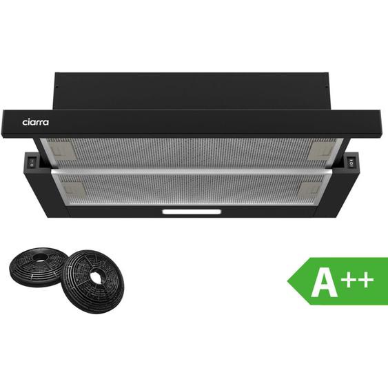 Hotte Tiroir 60cm a++ 370m3/h 3 Vitesses Recyclage ou Evacuation 2pcs Filtre actif Noir CD6906DB - Ciarra