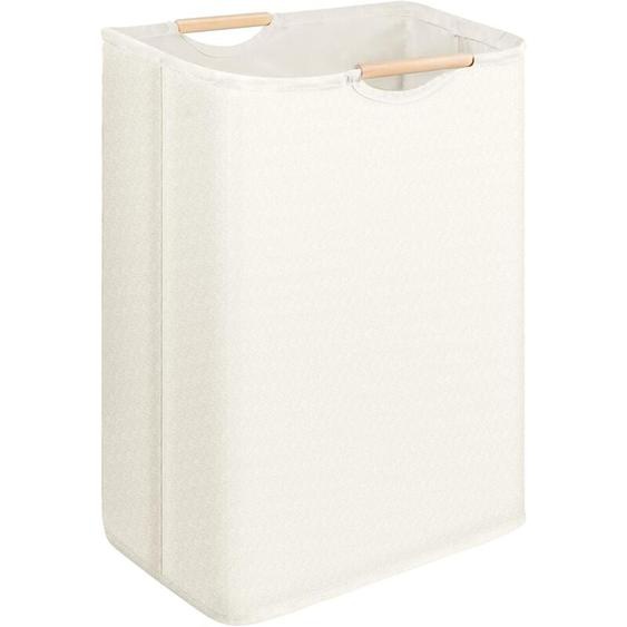 Panier à linge pliable, Panier à linge sale, 60L Panier à linge avec Manche en Bois, Corbeille a Linge pour chambre à coucher, salle de bain, chambre