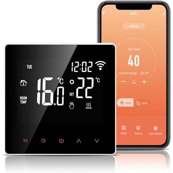 Houhence - Thermostat WiFi, Thermostat pour Chauffage Au Sol électrique 16A, app Compatible, Thermostat de Chauffage Programmable avec Grand écran lcd