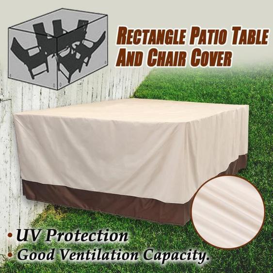 Housse Bâche Protection Couverture Étanche Jardin Meuble Mobilier Chaise Table Beige 269x180x89cm Rectangle