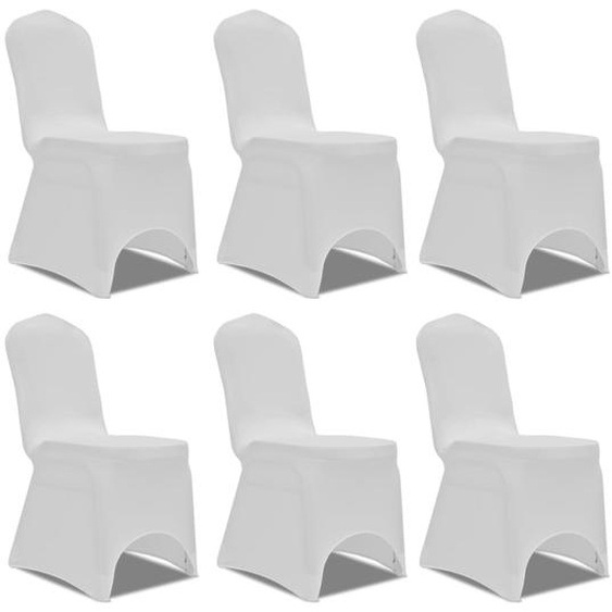 Housse blanche extensible pour chaise 6 pièces