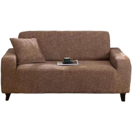 Housse de Canapé - Universelle - Extensible 3 Places - Marron - Antidérapante - Lavable en Machine