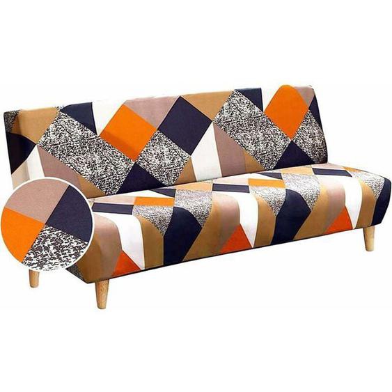 Housse Clic Clac Housse De Canapé Housse De Canapé Extensible Elastique Housse Canape Lit Impression(Orange Et Noir Taille Unique)