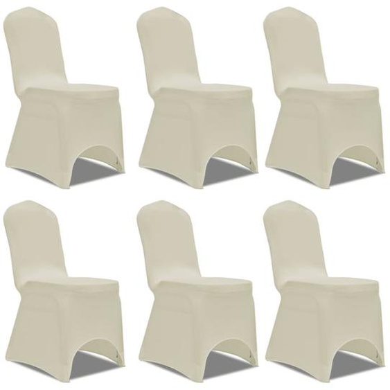 Housse crème extensible pour chaise 6 pièces