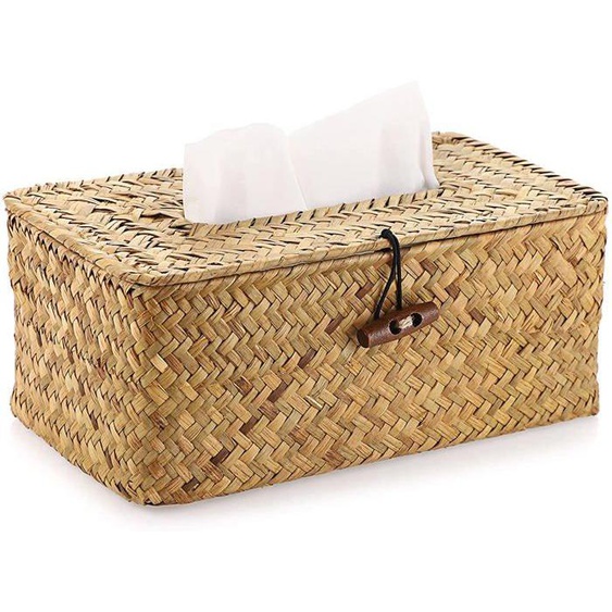 Housse de boîte à mouchoirs rectangulaire tissée, support de boîte à mouchoirs décoratif en osier dherbe de mer, support de