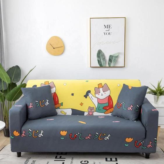 Housse De Canape De 3 Places Imprime Pour Longueur De 190-230 cm-YQM
