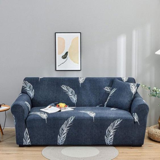 Housse de Canapé Extensible 2 Place Couverture Canapé avec Accoudoirs, plume, bleu foncé[SFT10]