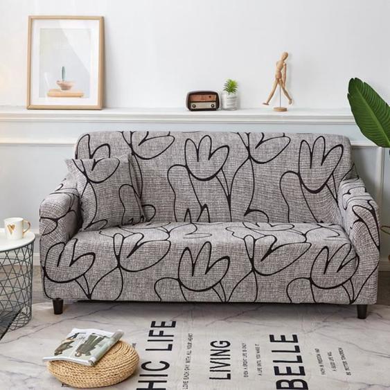 Housse de canapé - VGEBY - Extensible antidérapante - 2 places 145-185 cm - Motif lotus - Synthétique