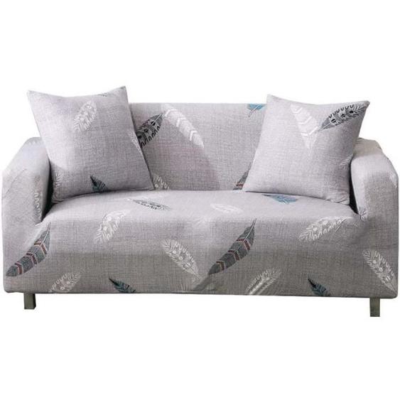 Housse de Canapé - FOLAYA - Extensible - 141-180cm - Gris-Plume - Tissu Jacquard Confortable