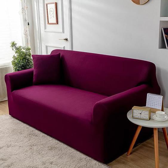 Housse de Canapé Impermeable 3 Places avec Accoudoirs Revêtement de Canapé Extensible Couleurs Unies pour Salon,190-230cm,A