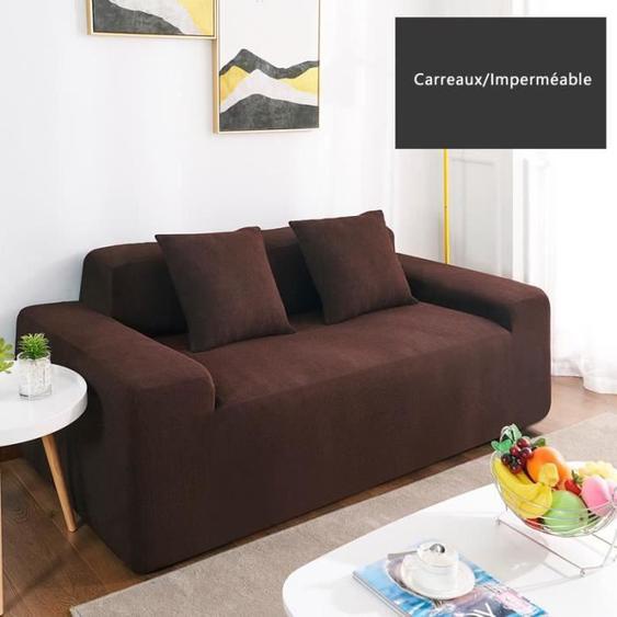 Housse de canapé - INSFITY - 3 places - Imperméable - Extensible - Couleur Café